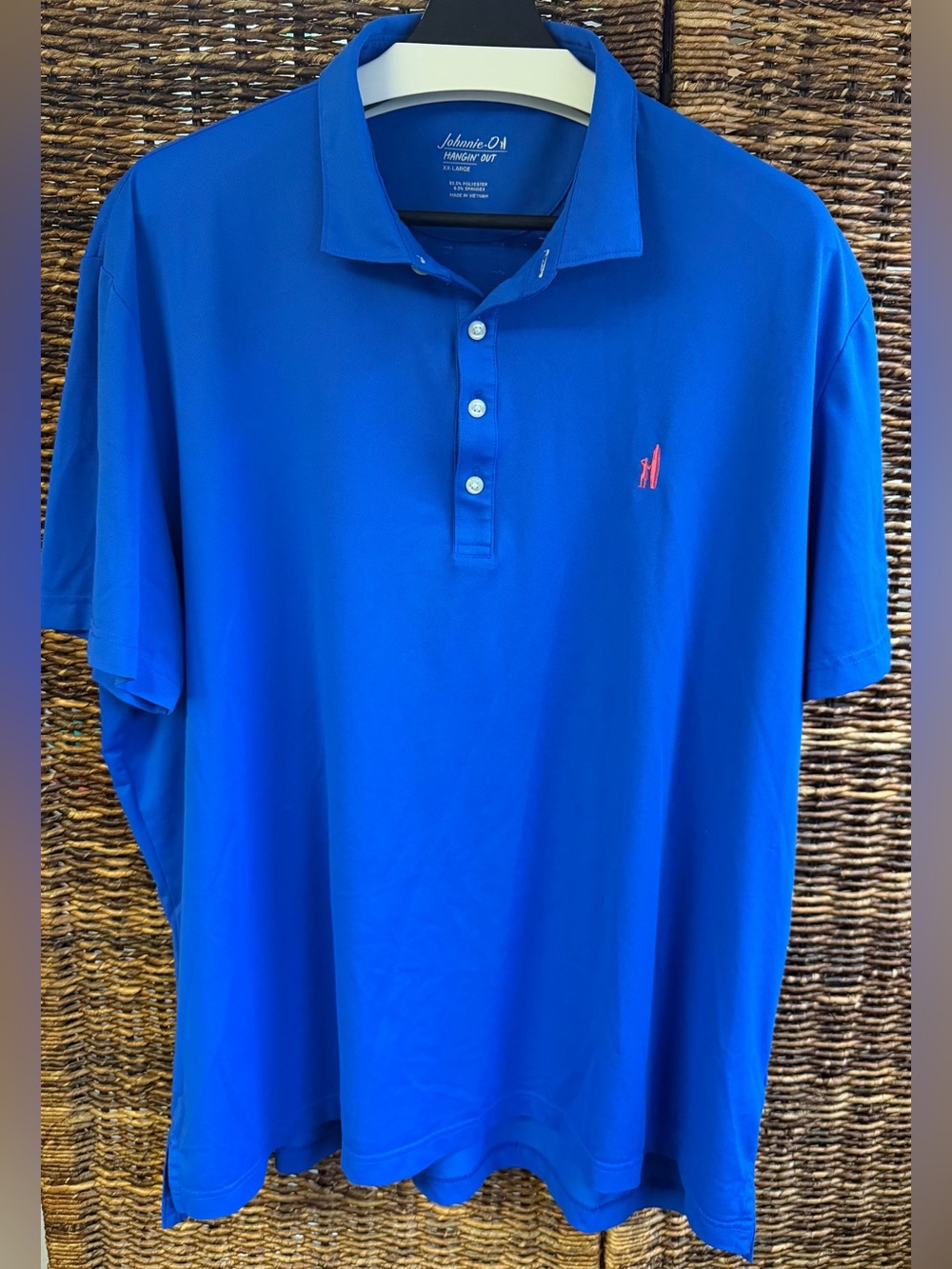 johnnie-O Bright- Hangin’ Out Palisades Blue Polo w/Pink Logo, Stevie-XXL